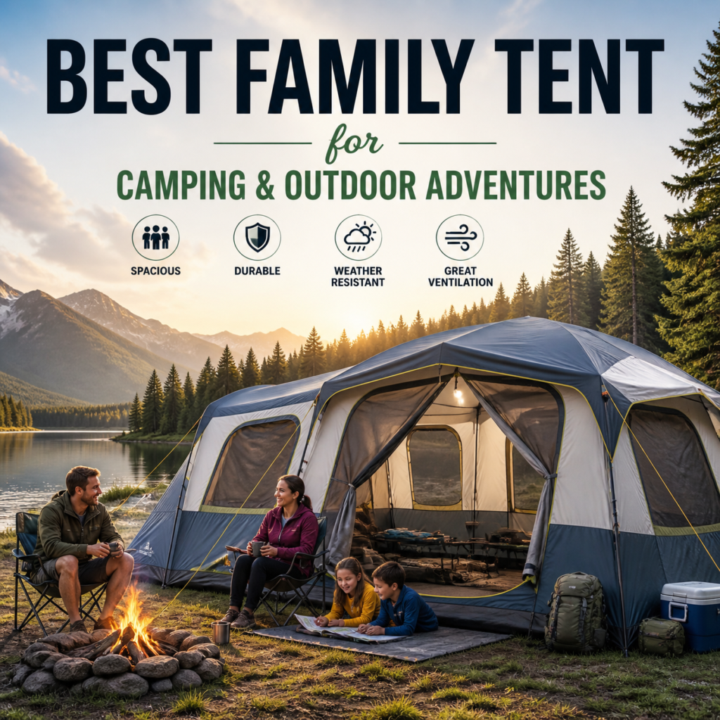 Spacious weather-resistant family tent with great ventilation for camping and outdoor adventures