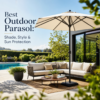 Modern patio with a stylish outdoor parasol providing shade and sun protection