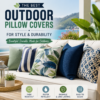 Stylish outdoor pillow covers on patio seating, fade-resistant, water-repellent, and easy to clean