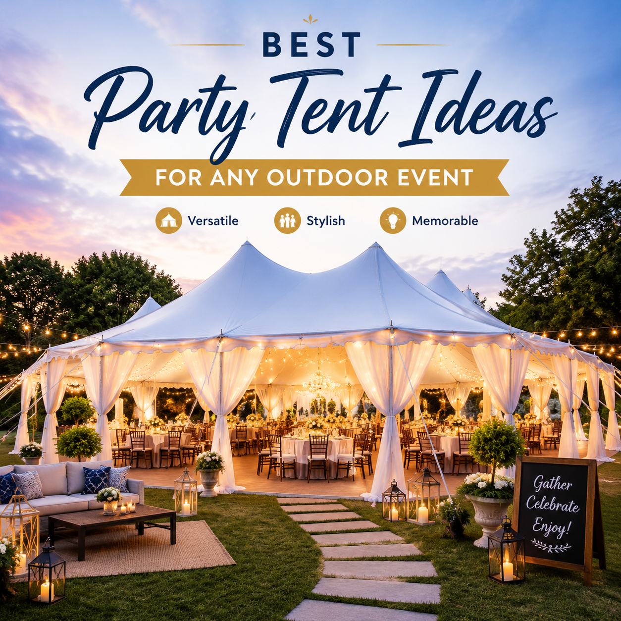 Elegant outdoor party tent with stylish decor for a memorable event