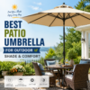 Outdoor patio umbrella providing shade and UV protection on a sunny patio