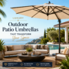 Luxury patio umbrella shading a stylish outdoor seating area with a modern, upscale look