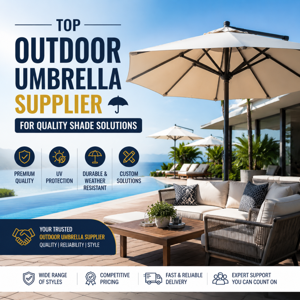 Outdoor umbrellas providing premium UV protection and durable custom shade solutions