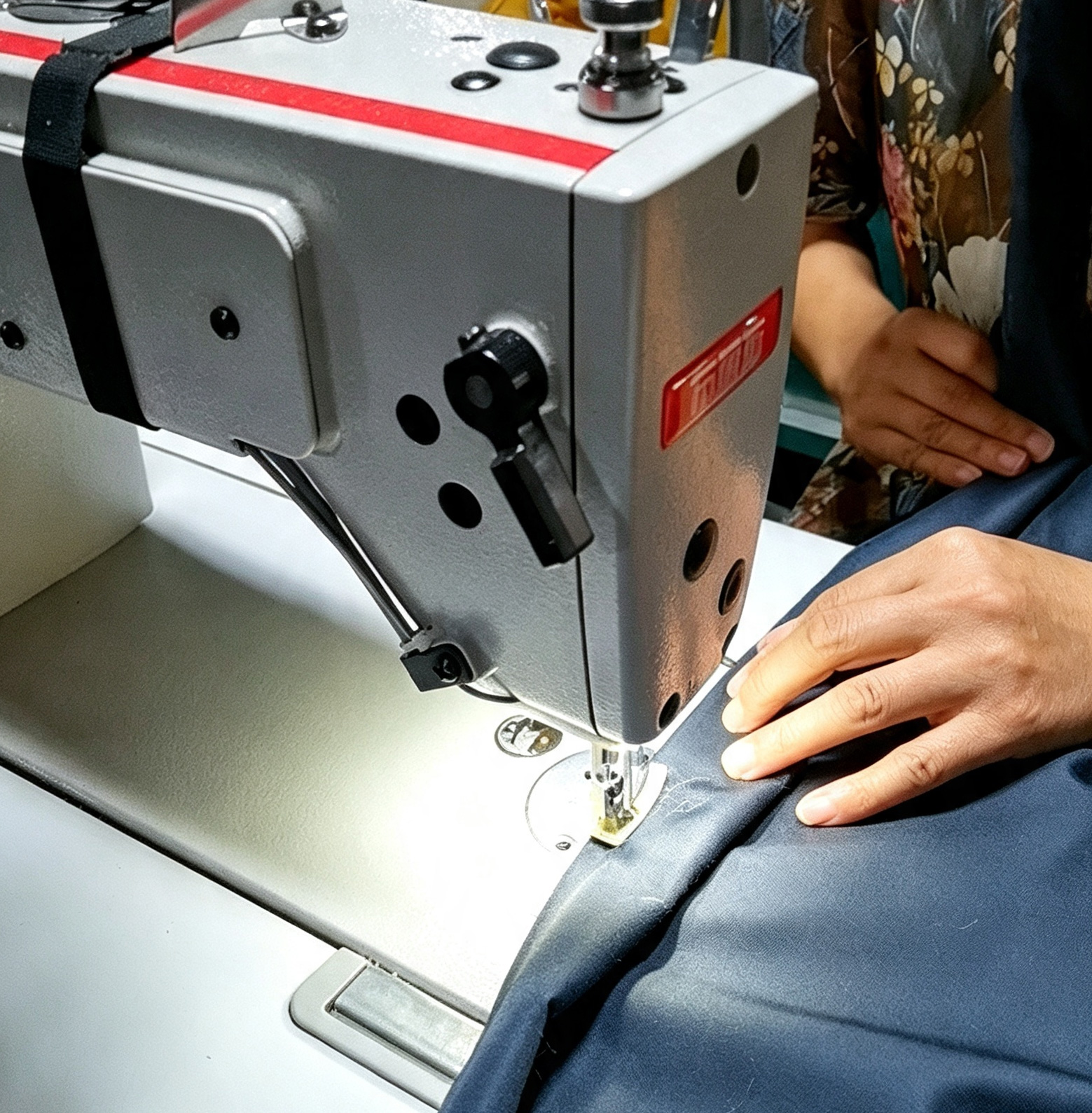 Outdoor fabric cutting and sewing workshop