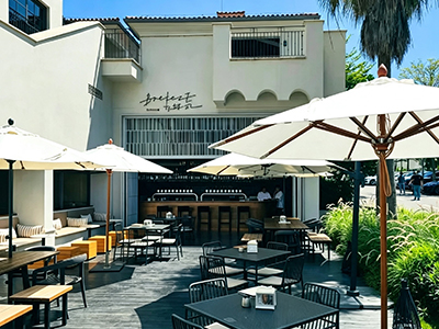 Commercial umbrellas for a restaurant terrace