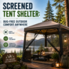 Screened tent shelter offering bug-free outdoor comfort in nature.