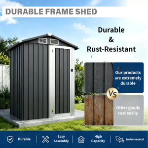 6x4ft Metal Storage Shed – Outdoor Garden Tool Shed with Double Doors