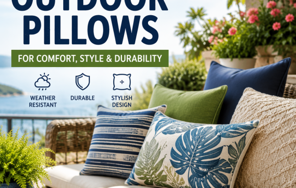 Stylish, weather-resistant outdoor pillows arranged on patio furniture for comfort and durability.