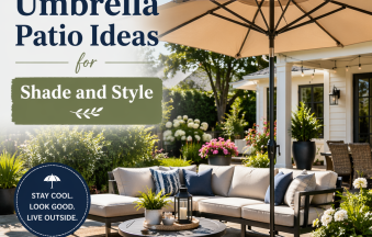 Stylish patio umbrella shading an outdoor seating area for comfortable backyard living