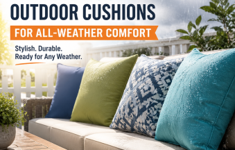 Stylish waterproof outdoor cushions for comfortable all-weather seating on a patio for outdoor use