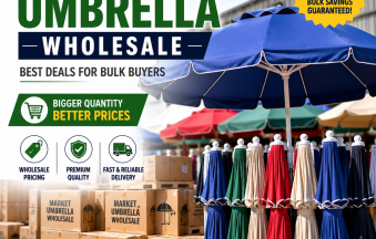 Wholesale market umbrellas in assorted colors displayed for bulk buyers with best deals