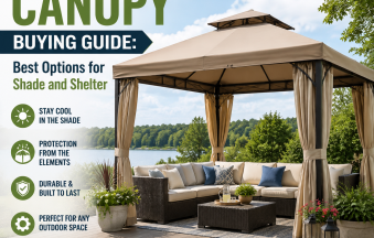 Outdoor canopy options for shade and shelter in patios, gardens, and outdoor events