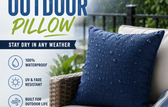 Waterproof outdoor pillow with UV and fade resistance for all-weather outdoor use